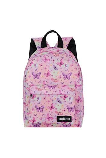 Micostore Pink kindergarten backpack with butterflies, 1 compartment, 23 x 13 x 34 cm