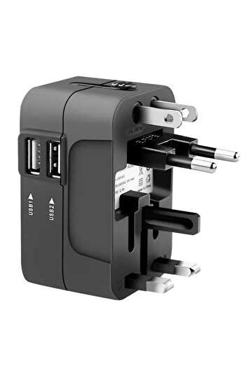 Techsuit EU to US, UK, AUS Plug Adapter, 2 x USB, Techsuit, HHT202
