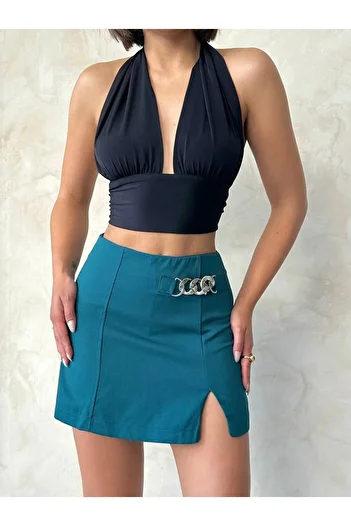 Zerenyus Chain Shorts Skirt Petrol Green