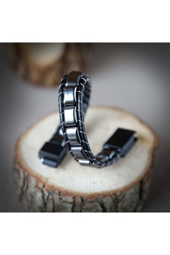 SeyCey.co Hematite Knitted Leather Bracelet