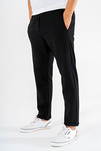 Souris Men's Black Jogger Sweatpants Double Leg Sports Casual Pants