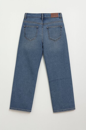 Bluewhite Women's high waist Wide Leg blue jean pants