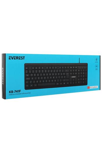 Everest KB-741F Siyah-Gri USB 2 Metre Bakır Kablolu Tamamen Türkçe F Klavye