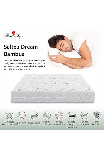 BEST SLEEP Best Sleep Dream Bamboo orthopedic mattress, 140x200x20cm, polyurethane memory foam
