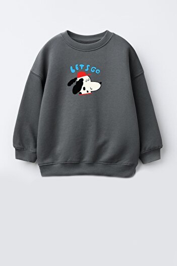 Monila Boy's Dog Printed 3 Thread Fabric Cotton Sweatshirt