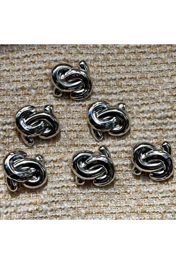 ODDA TASARIM ATÖLYESİ C.H.A.N.E.L Modell New Season Silver 2.5 cm Button Set
