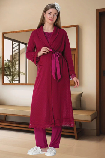 Mollycrush Women's Knitwear Dressing Gown Maternity Pajama Set