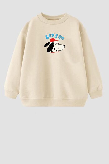 Monila Boy's Dog Printed 3 Thread Fabric Cotton Sweatshirt