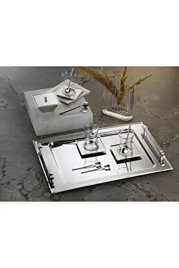 Demir Çeyiz Elegance Plain 18/10 Steel Tea Tray