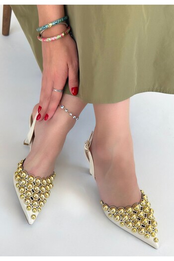 avvasflone Makay bej patent leather high heeled shoes