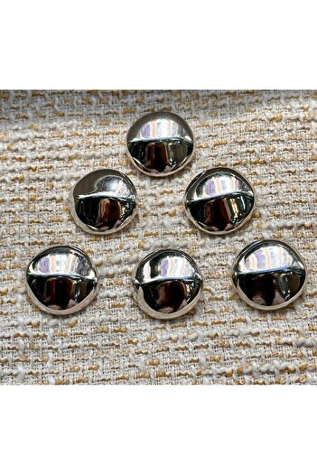 ODDA TASARIM ATÖLYESİ Set of Buttons on Bombe Model Striped Silver Color New Season 2.3 cm