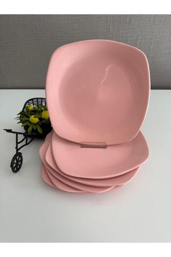 Demet Çeyiz Aksesuar 12 Pieces 27 cm Light Pink Corner Serving Plates