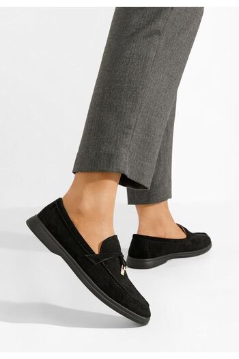 B T Shoes Women's black summer loafers