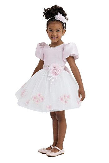 Pamina Girl's Balloon Skirt Dress 2-6 Years Powder