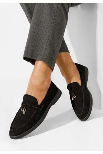 B T Shoes Women's black summer loafers