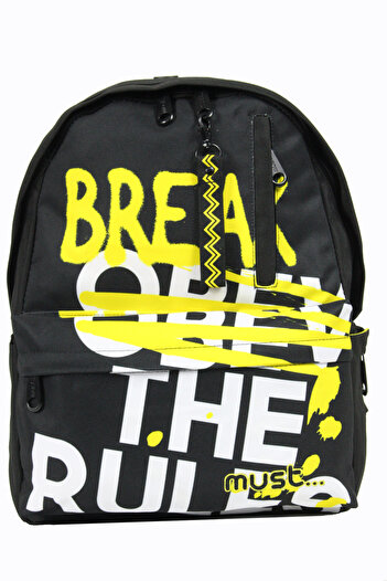 MUST 585055 Break the Rules Double Pocket Elementary School Backpack - Black