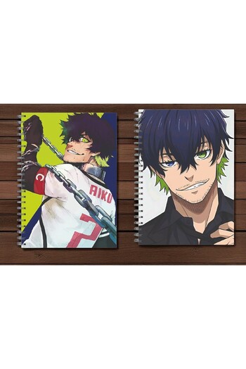 nihonwosekai Blue Lock Anime A5 Boy Notebook 2 Pcs 50 Leafs Oliver Aiku