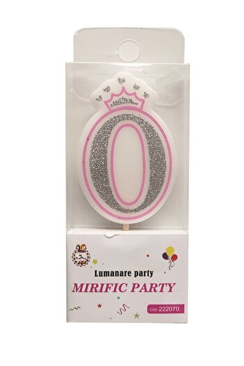 SDX Market Glitter crown candle, number 0, pink