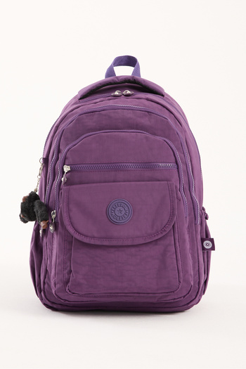 GALB LEATHER Premium Waterproof Crinkle Fabric High School and Middle School Backpack + Keychain Purple