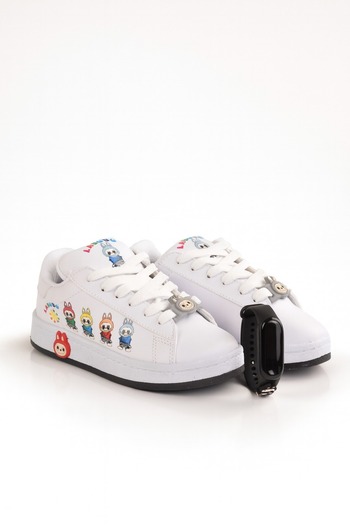 minibonito Labubu Baskılı Bağçıklı Kız Çocuk Spor Ayakkabı Sneaker(KOL SAATİ HEDİYELİ )