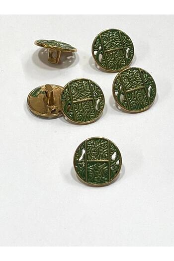 karantuhafiye Antique Gold Floor / Metal Button / 1.8 cm / Set of 6 / (M09089)/ Green