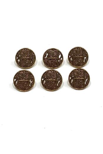 karantuhafiye Antique Gold Floor / Metal Button / 1.8 cm / Set of 6 / (M09089)/ Brown