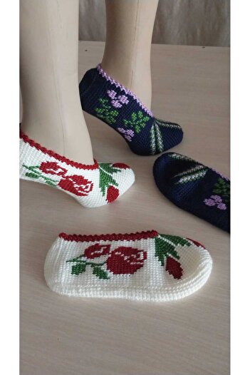 Papatyam 2 Pieces of Hand Knitted Dowry Tunisian Handmade Booties/Tunisian Handmade Booties/Handmade Booties/Knitted Booties/Tunisian/Handmade/Bundle