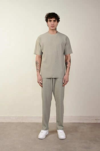 İLKCET MODA Ribbed Ottoman Men's Bottom Top Oversize Set