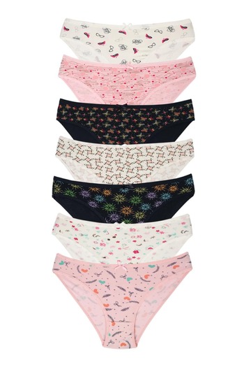 Novella Women's Panties 7-Pack - Patterned, Regular Waist, Cotton, Comfortable Everyday Underwear