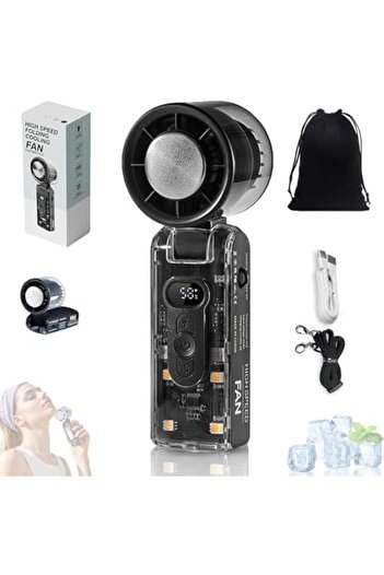 TERRION Icerush Turbo – Handheld Fan with Instant Cooling Plate & LED Light, Portable Handheld Turbo Fans,