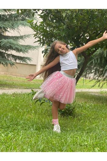 özge başaran Girl's Pink-Purple Heart Tutu Skirt