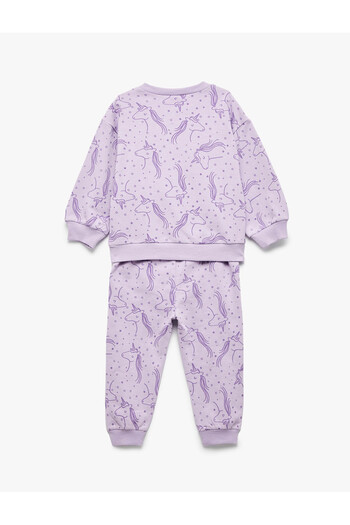Koton Lilac Baby Girl Top and Bottom Set 6Wmg10122Ak