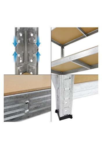 STRATEGIC Metal shelf 5 MDF shelves 170x80x30 cm, 70 kg/shelf, screwless assembly by clipping
