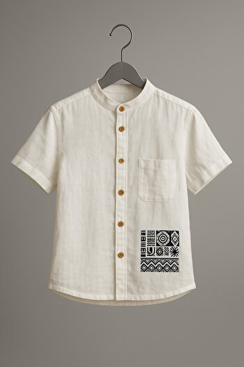 JENA Boy's Judge Collar Shirt Age 3-8 Ecru