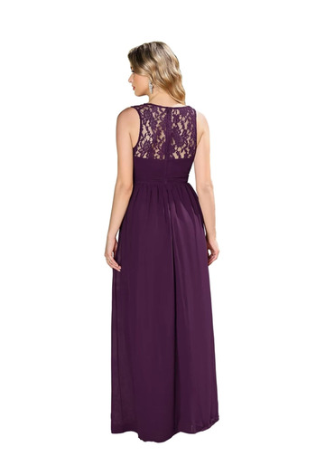 OEM Long chiffon evening dress, sleeveless, Purple, size 40