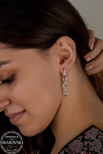 Twem Silver Zirconia Crystal Stone Cluster Earrings |   Lush and Showy