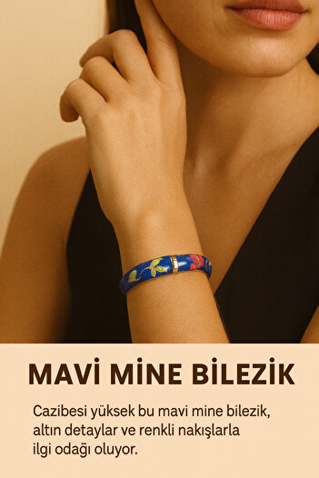 Enjoy Blue Enamel Vintage Bracelet Bangle Elegant and Stylish Design