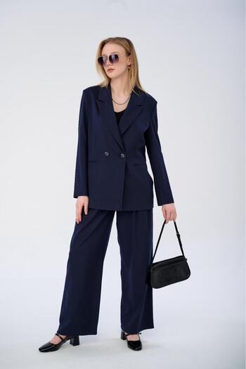 ensade Modern Women's Two-Piece Set – Blazer Jacket & Wide Leg Pants