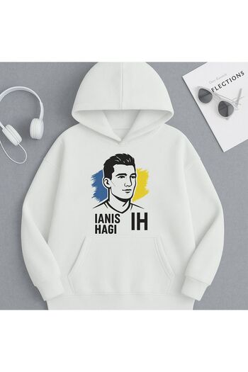 CLASSY.MODA Φούτερ με κουκούλα Ianis Hagi |   Αρχικά γράμματα IH & Χρώματα σημαίας της Ρουμανίας |   Μπλούζα Unisex για οπαδούς του ποδοσφαίρου