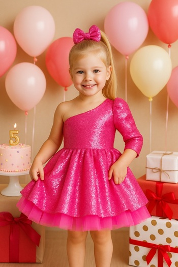 NA ADDESIGN Sequin One Shoulder Dress for Girls Sparkly Birthday Outfit Sequin Dress