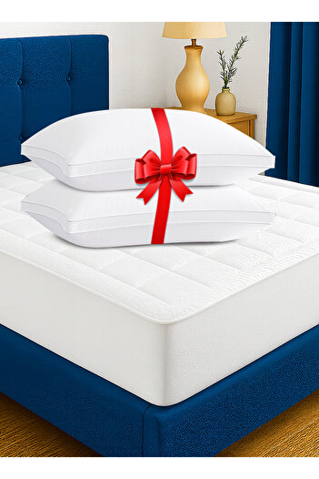 Medical Sleep Dream Package Two Layers Mattress Topper 14 cm 100% Cotton + 2 Bed Pillows 75x50 cm