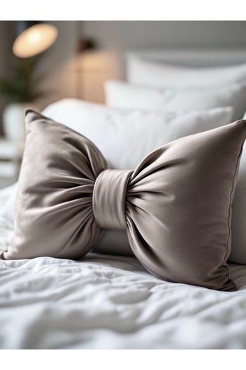 JACA Bowknot Look Decorative Pillow with Filling Bow Ribbon Gift Pillow Throw Pillow Cushion