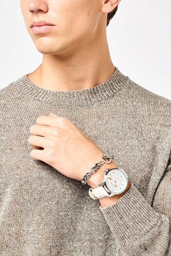 Police Men PEWJA0004803 Leather Watch With Bracelet 44 mm, White