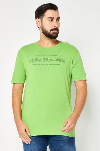 Replay Men Crew Neck Short Sleeve Graphic Print T-Shirt, Green