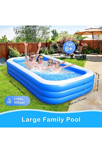 erorex Inflatable Swimming Pool Kids Adults Thickened Blow Up Family Swimming Kiddie Pool Garden Backyard