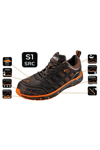 NEO Safety shoes with metal toe cap 82-095NEO, S1, size 44, steel toe cap, ta