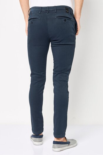 Replay Men Slim Fit Solid Stretchable Chino Pants, Dusty Navy Blue