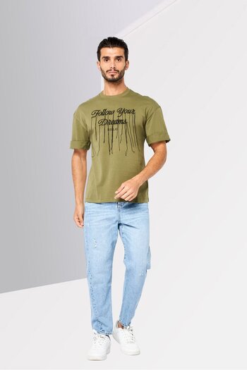 Replay Men Crew Neck Short Sleeve Embroidered Logo T-Shirt, Dark Olive
