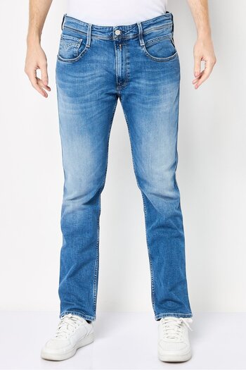 Replay Men Slim Fit Washed Stretchable Jeans, Light Blue