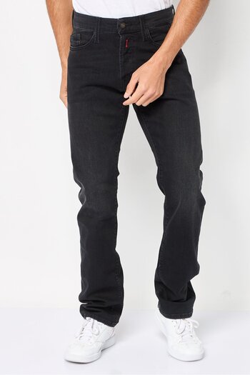 Replay Men Regular Fit Washed Stretchable Jeans, Black